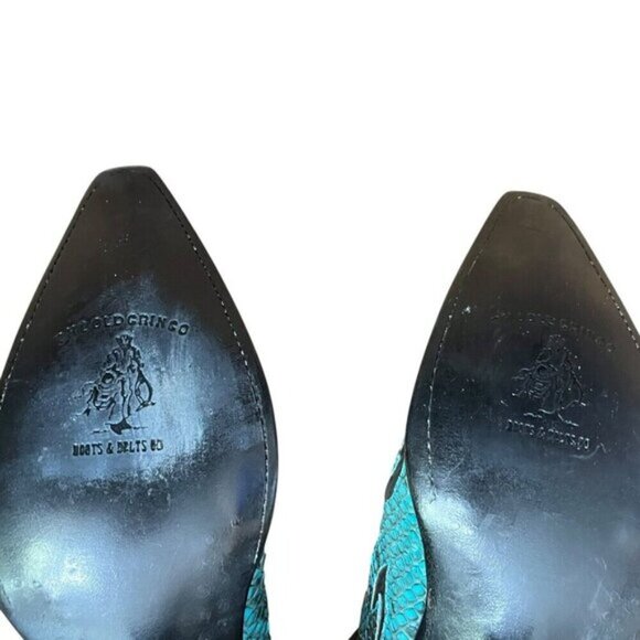 Old Gringo Black Leather Snip Toe Snake Skin Outlay Cowboy Boot Women Size  7B - Picture 9 of 12